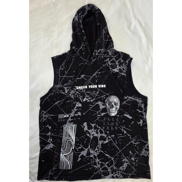 Original Gravity Other - Original Gravity Men's L Skull Sleeveless Hoodie Shirt Black Goth Grunge Punk